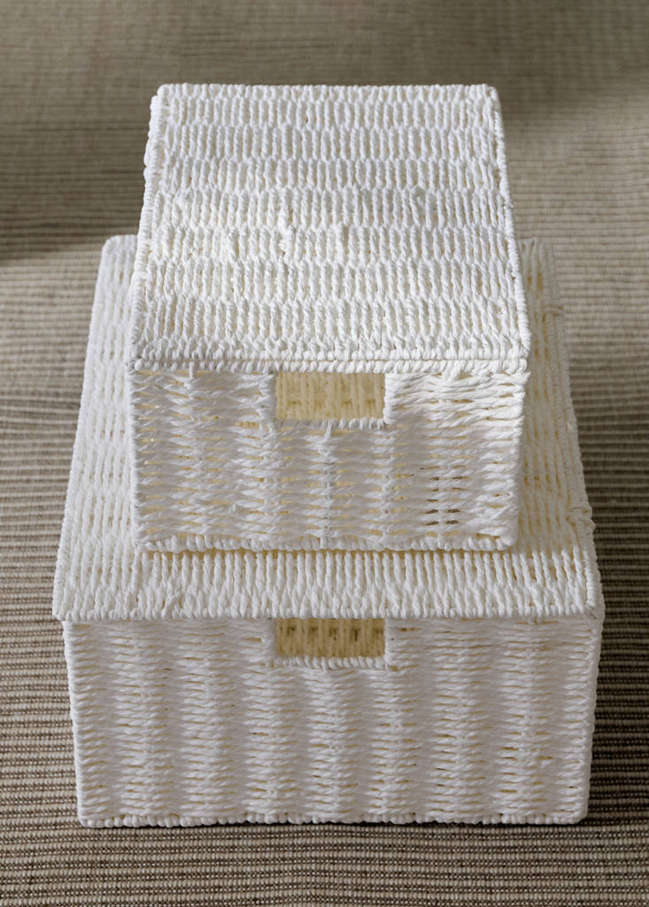 Medium braided paper box — White