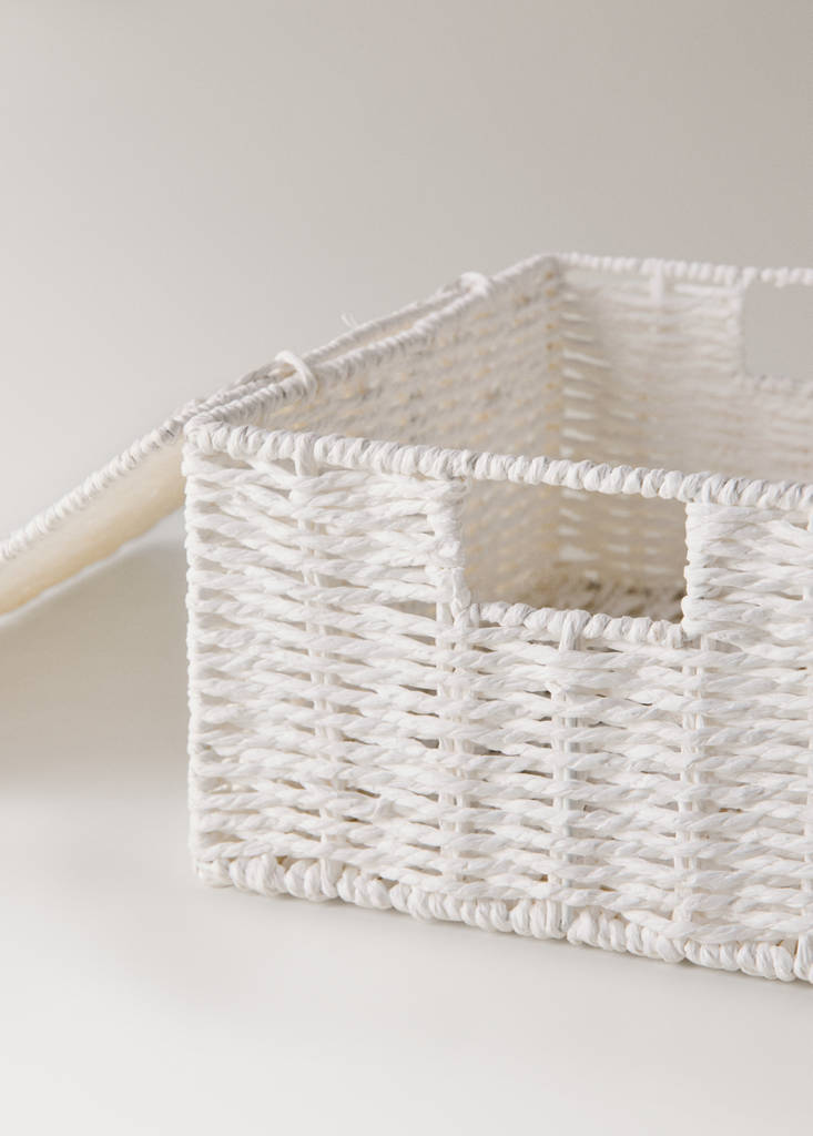 Medium braided paper box — White