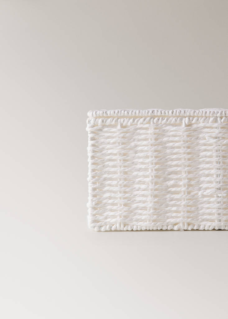 Medium braided paper box — White