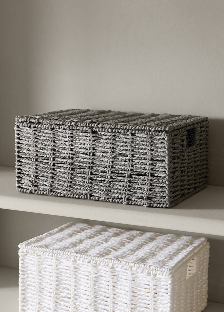 Medium braided paper box — Grey
