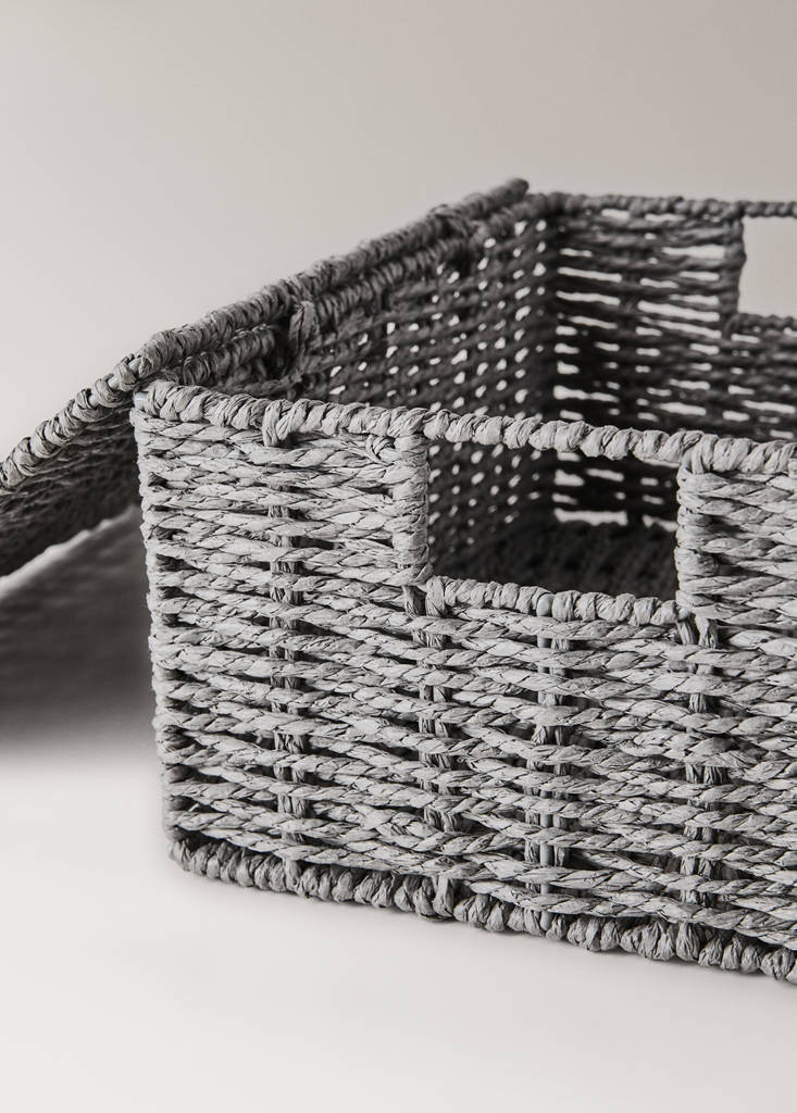 Medium braided paper box — Grey
