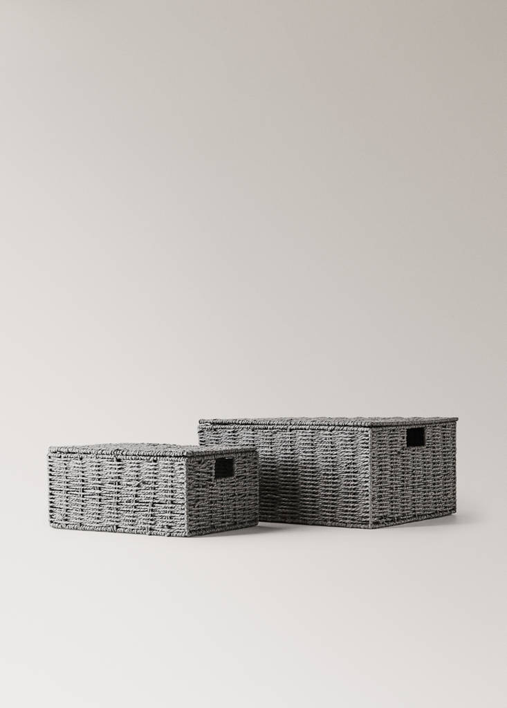 Medium braided paper box — Grey