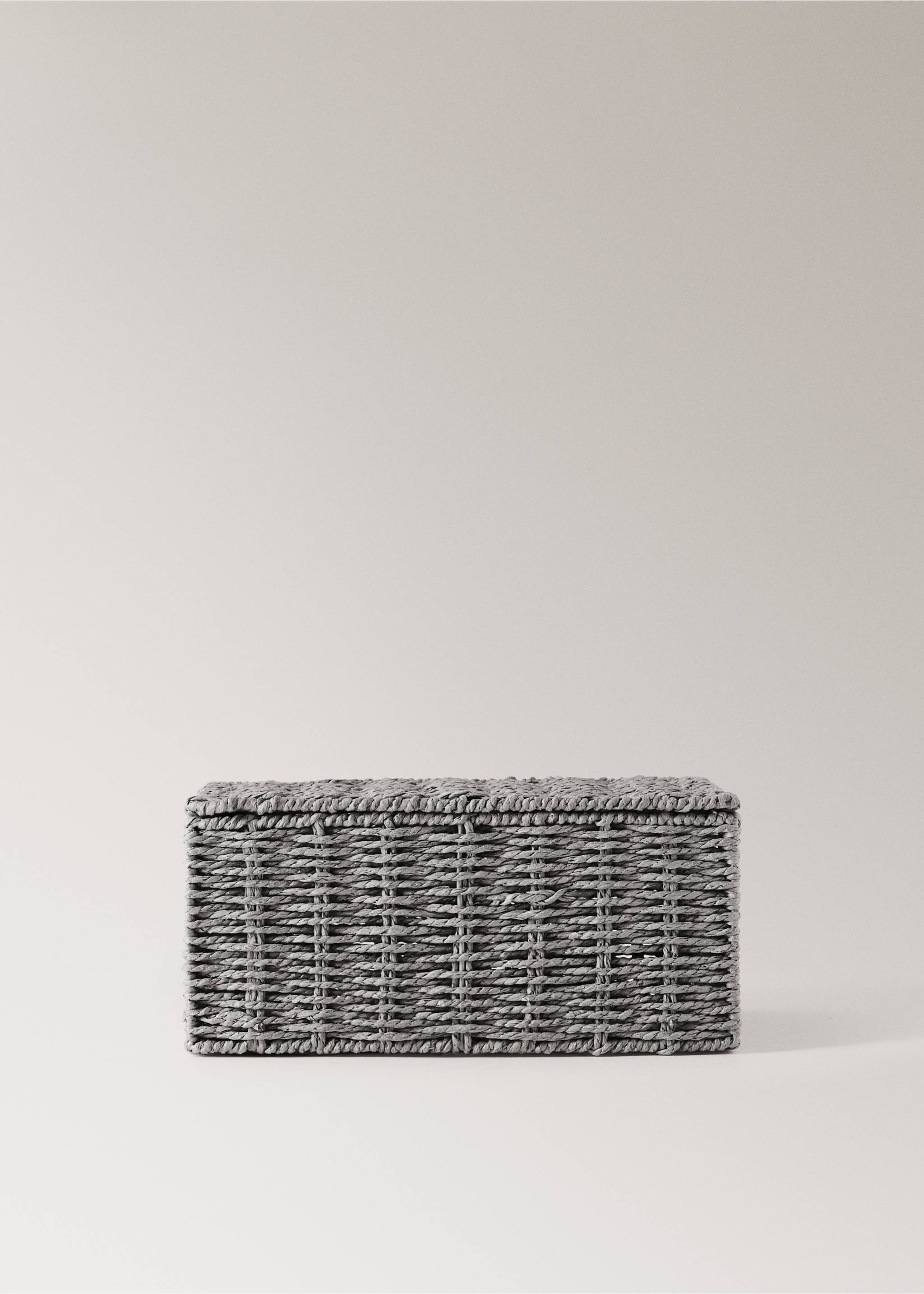 Medium-sized braided paper box - Article without model, Grey. Ref: 37051451-00.