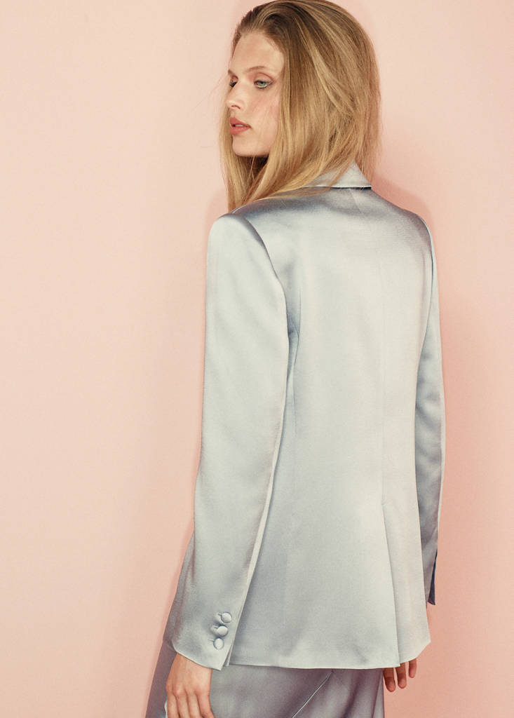 Topstitched blazer with lapels — Silver