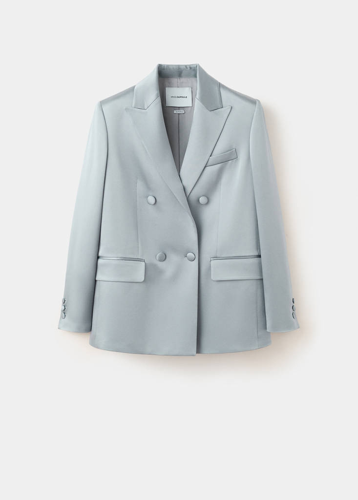 Topstitched blazer with lapels — Silver