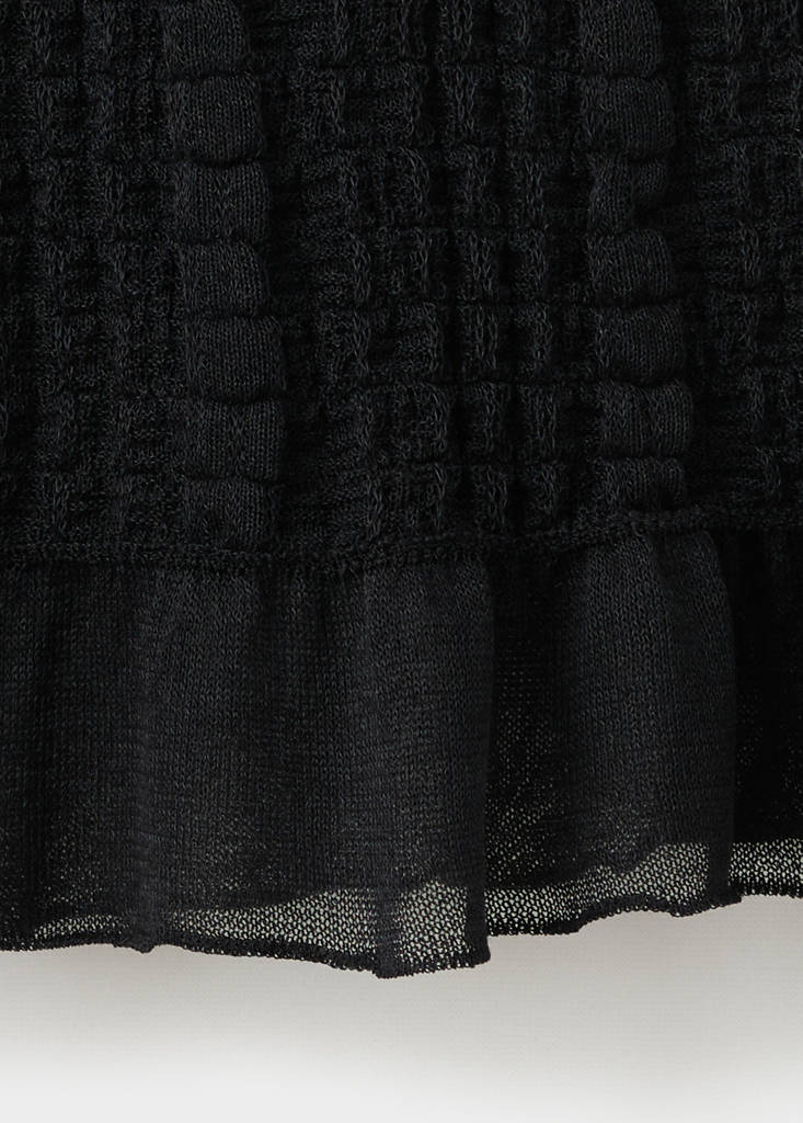 Semi-transparent ruched top — Black