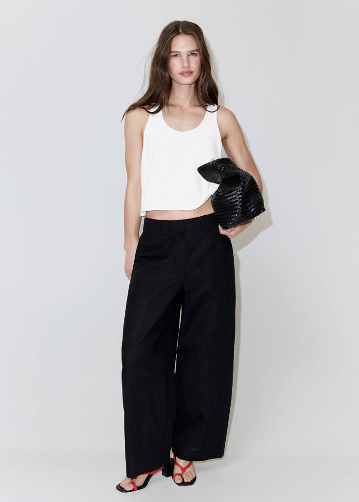 Round neck crop top — Off White