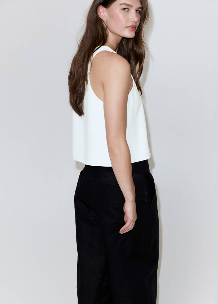 Round neck crop top — Off White