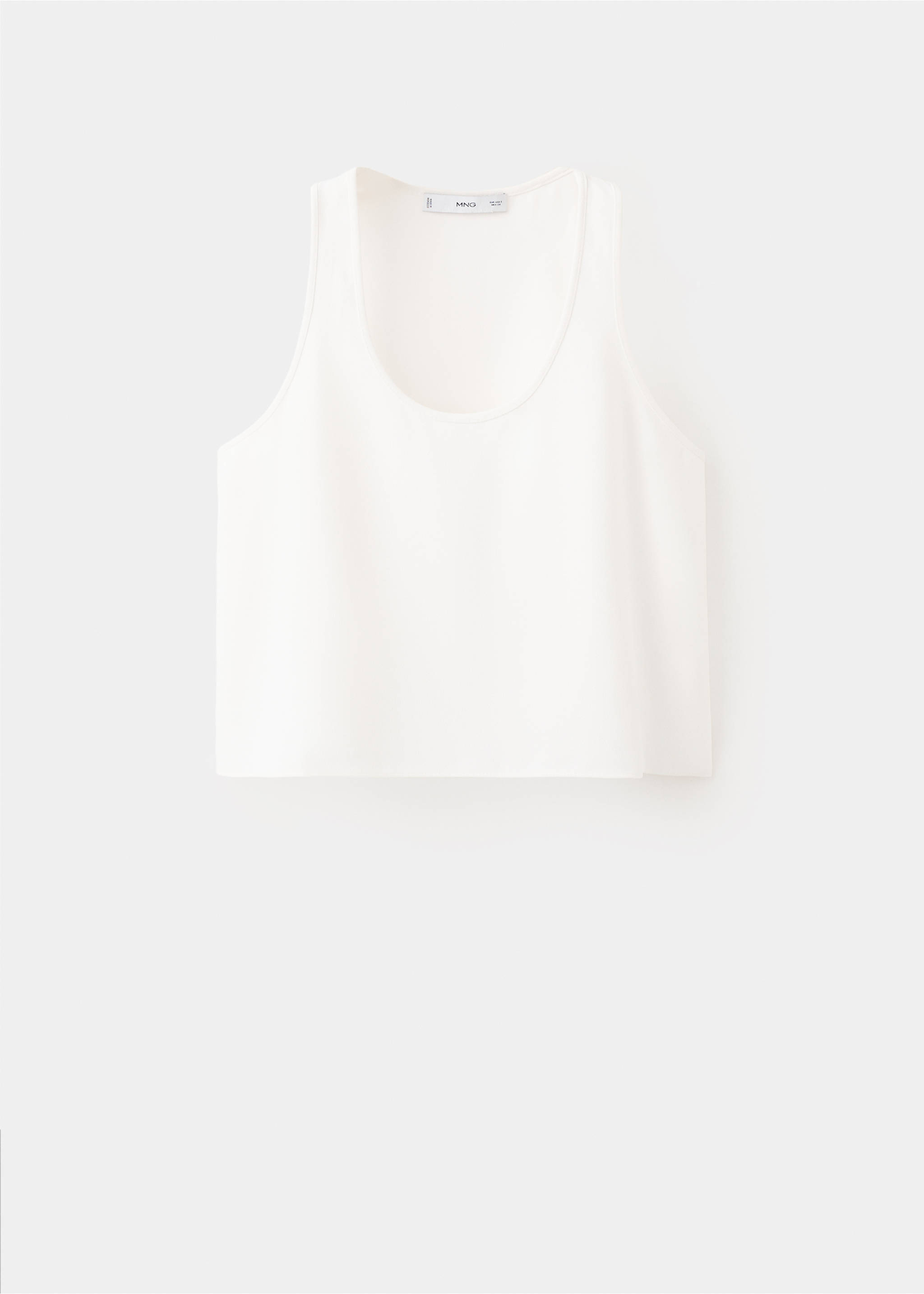 Round neck crop top - Article without model, Off White. Ref: 37051463-00.