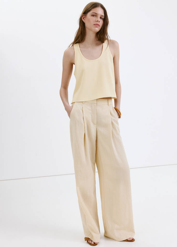Round neck crop top — Pastel Yellow