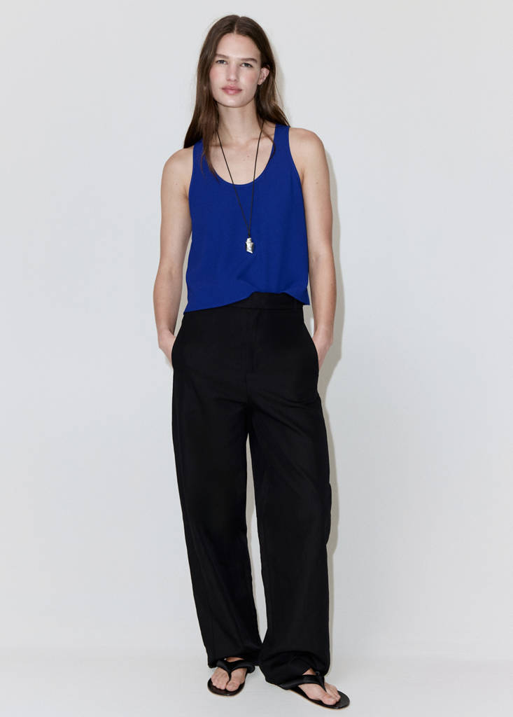 Round neck crop top — Blue