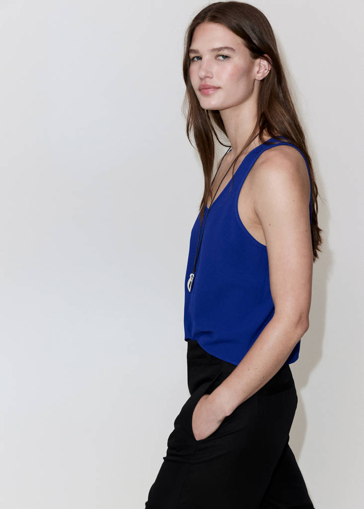 Round neck crop top — Blue