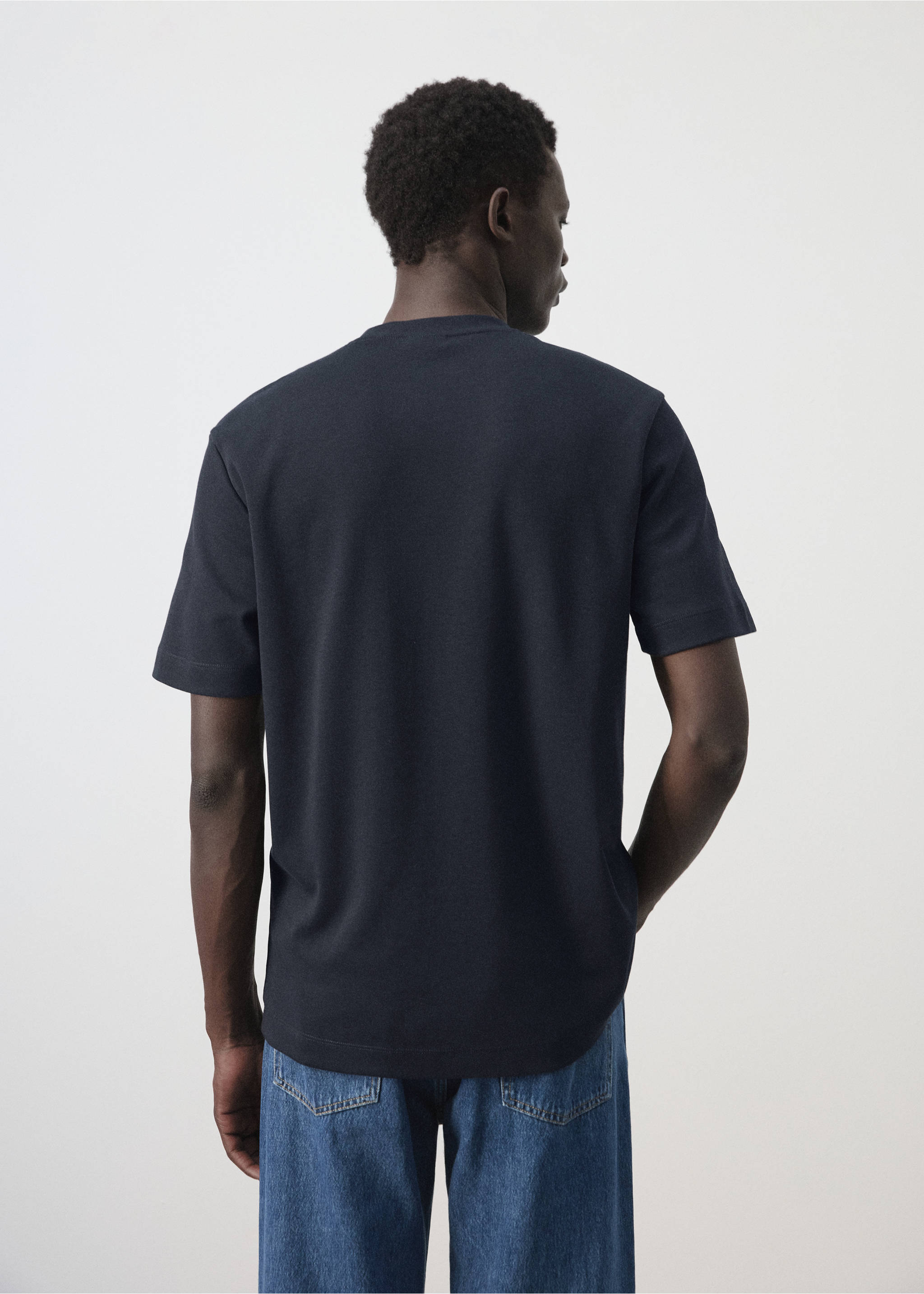 100% cotton t-shirt with drawing - Reverse of the article, Navy. Ref: 37051464-00.