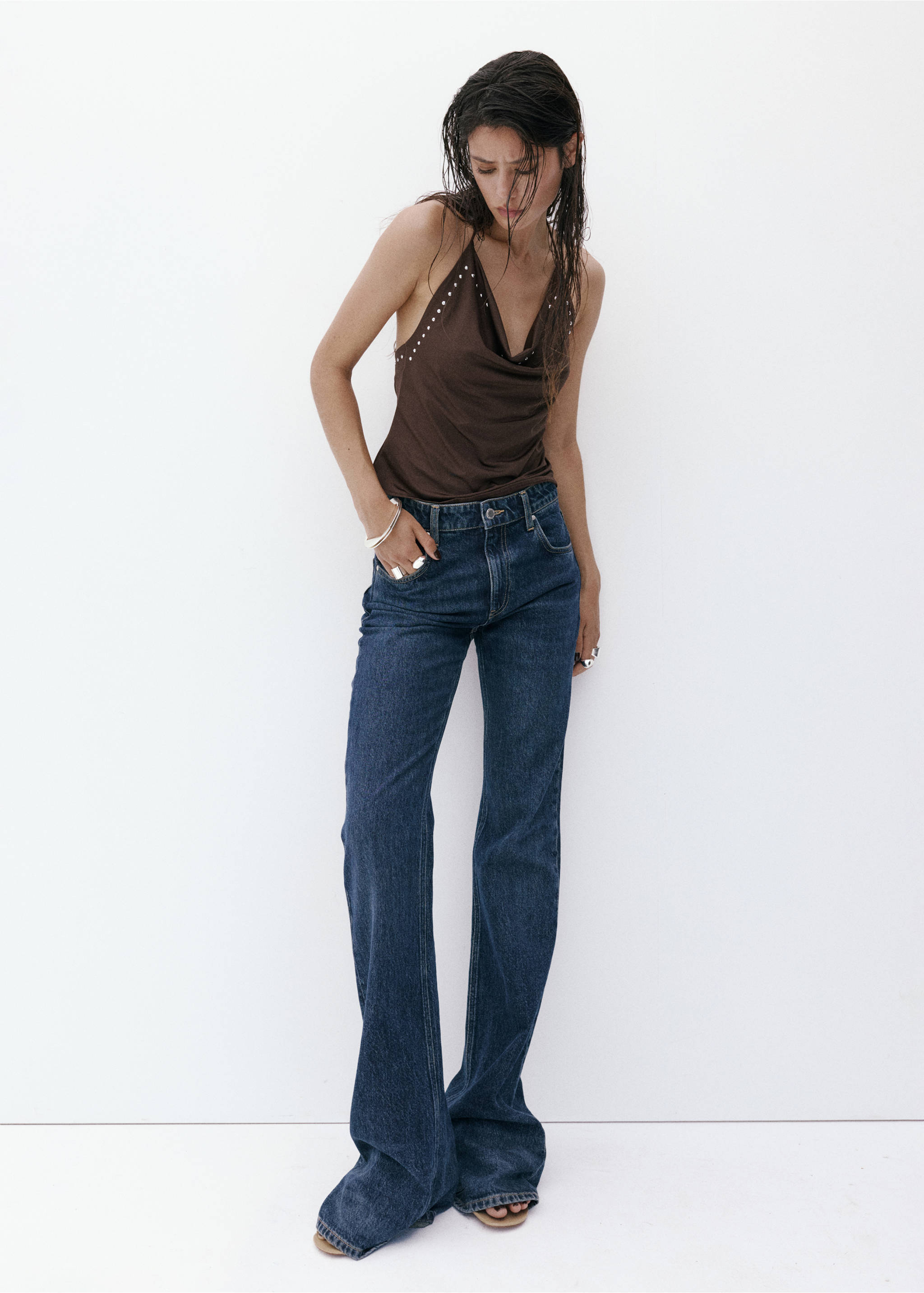 Studded halter top - General plane, Brown. Ref: 37051466-00.