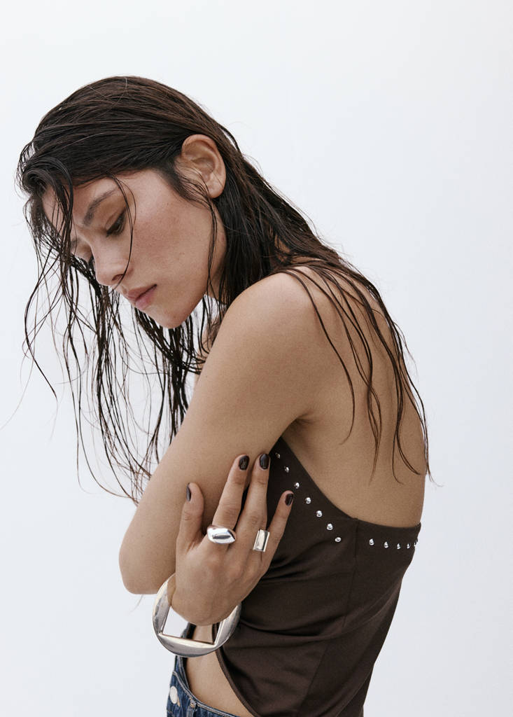 Studded halter top — Brown