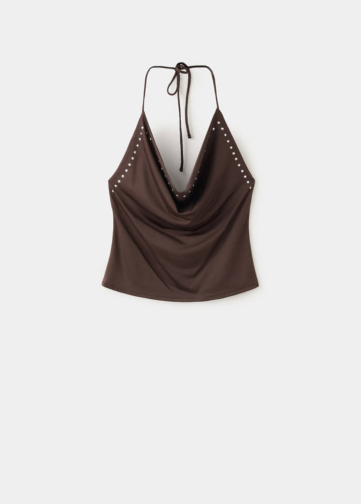 Studded halter top — Brown