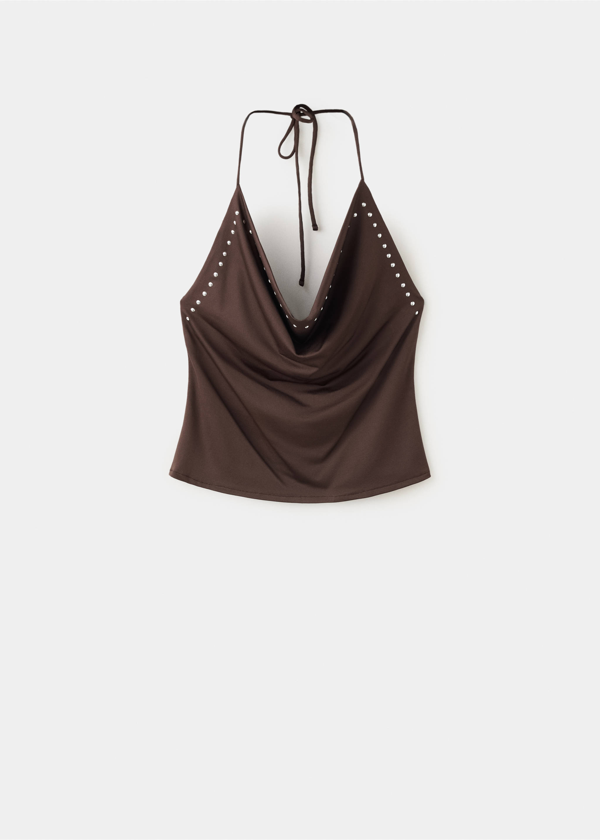 Studded halter top - Article without model, Brown. Ref: 37051466-00.