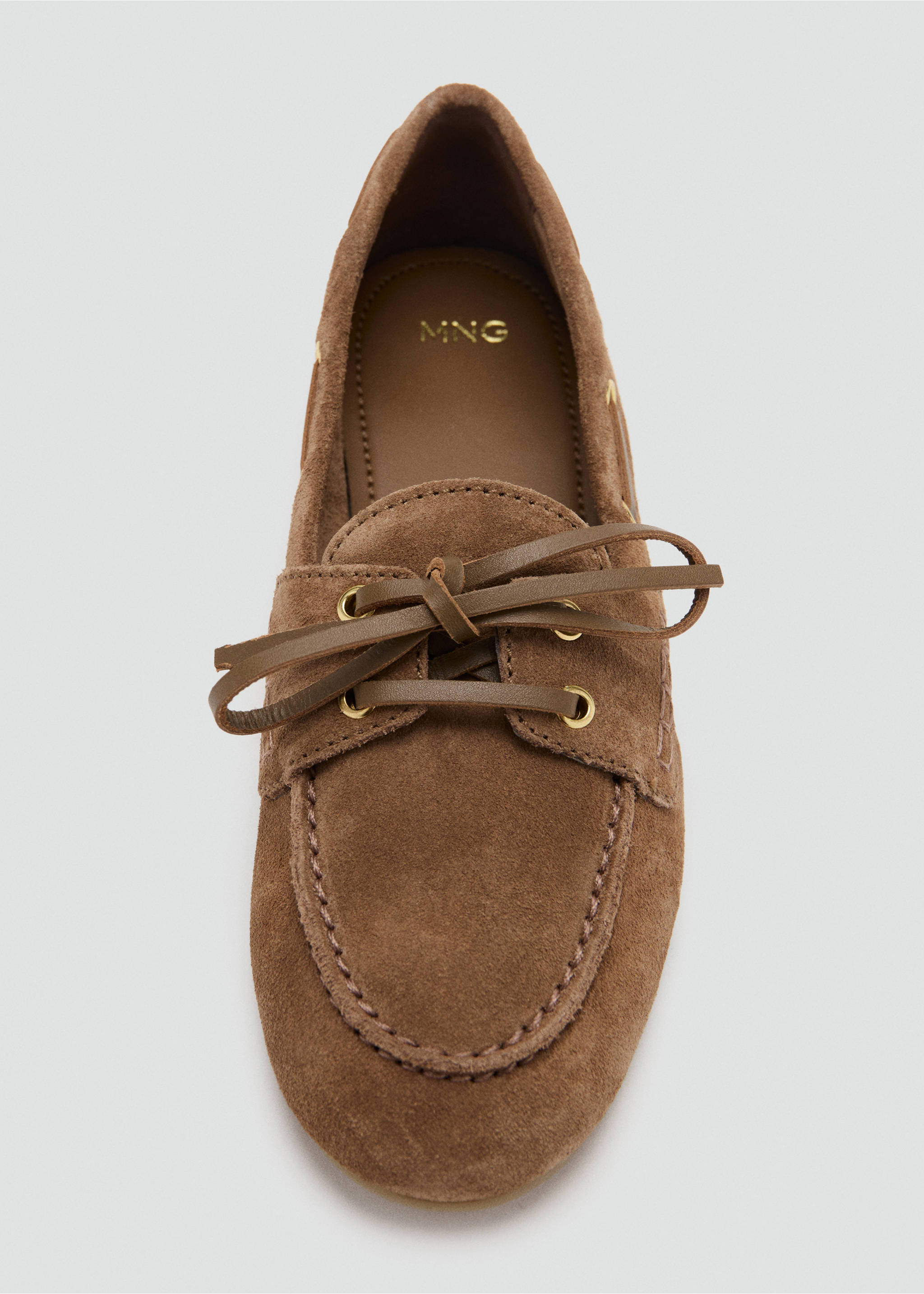 Suede boat shoe - Details of the article 2, Brown. Ref: 37051468-00.