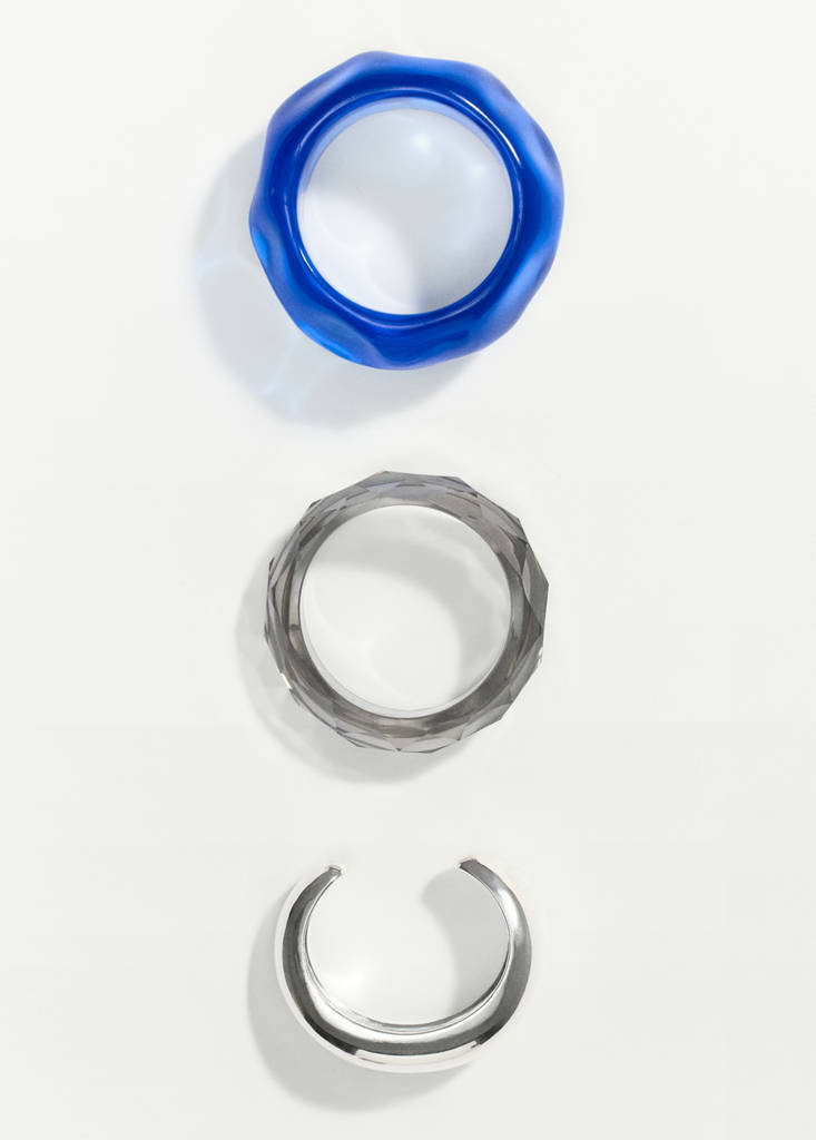 Pack of 3 mixed texture bracelets — Silver