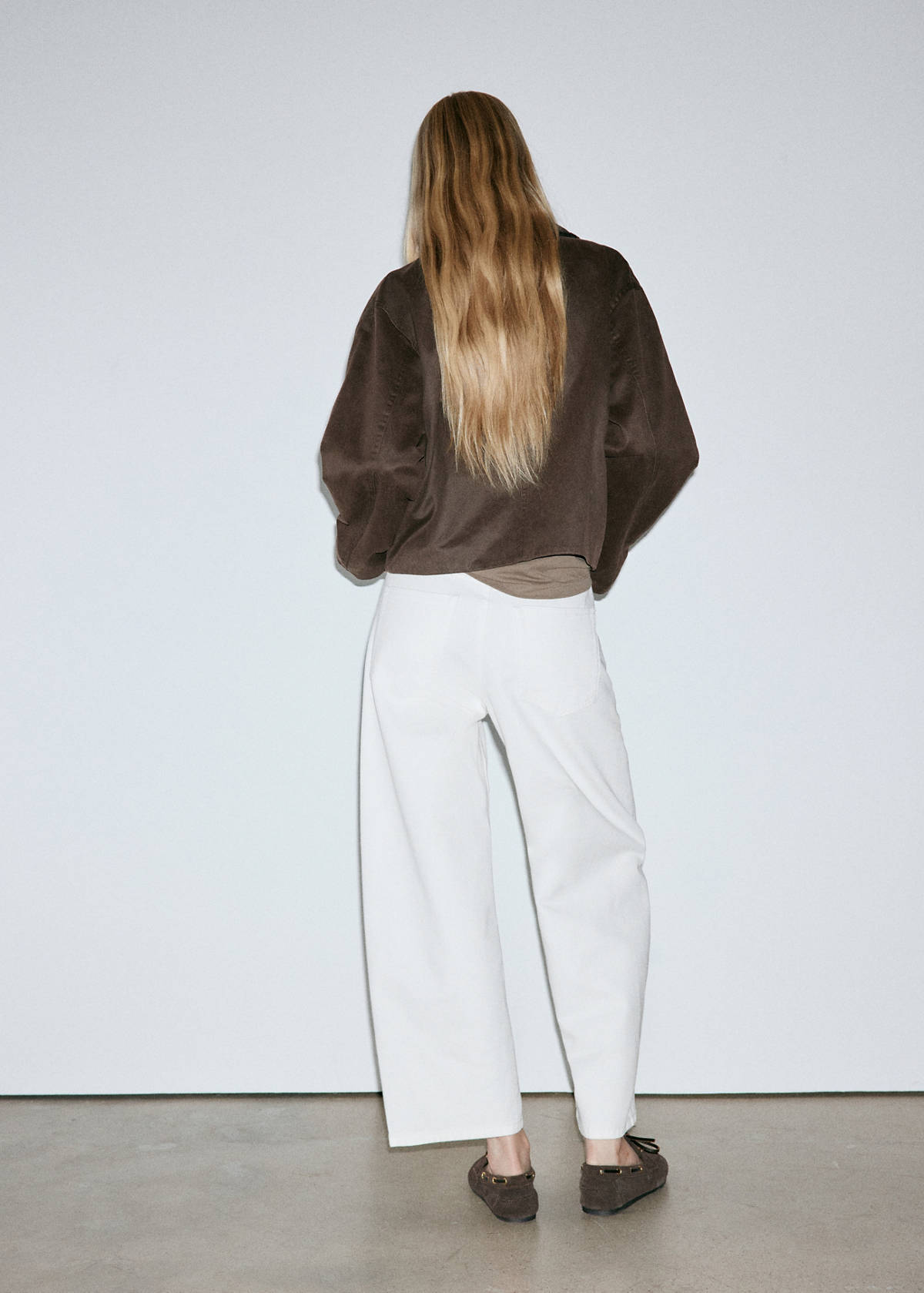 Balloon crop jeans — White