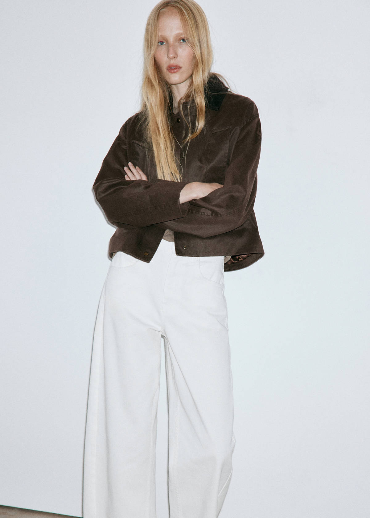 Balloon crop jeans — White