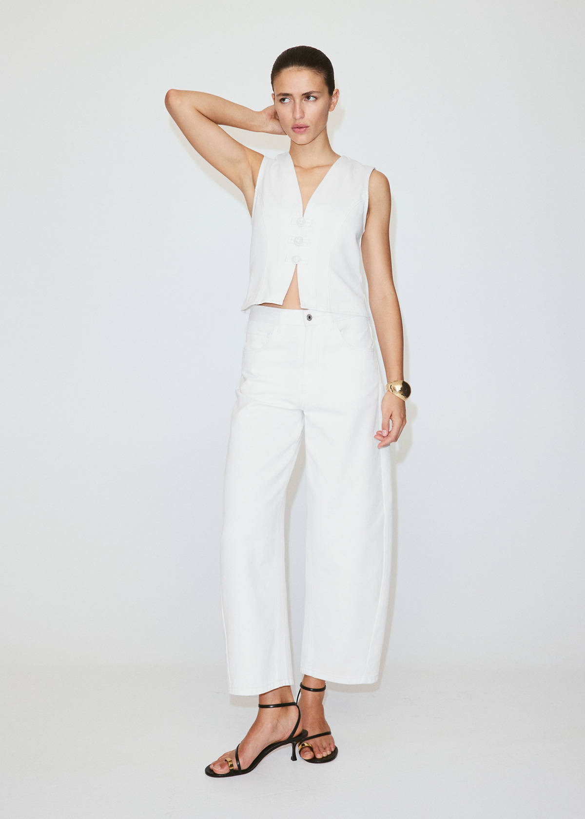 Balloon crop jeans — White