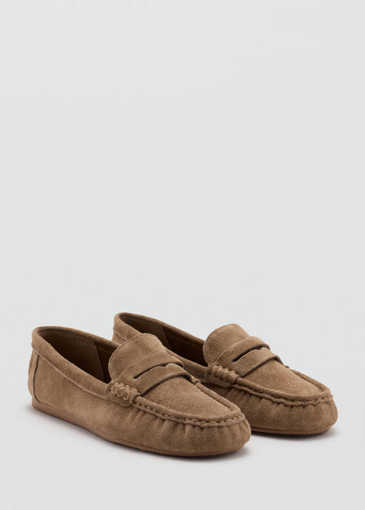 Suede penny loafers — Medium Brown