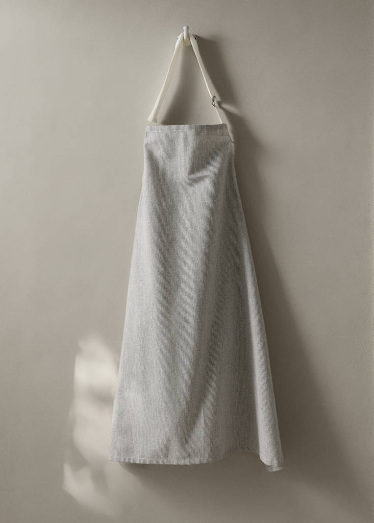 Printed striped cotton apron — Grey