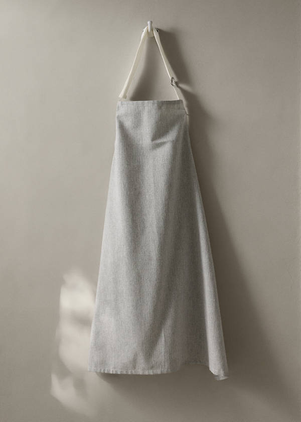 Printed striped cotton apron — Grey