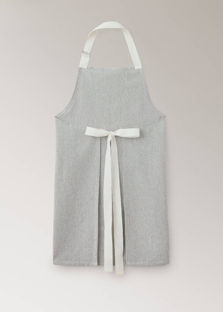 Printed striped cotton apron — Grey