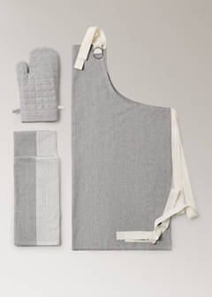Printed striped cotton apron — Grey 5
