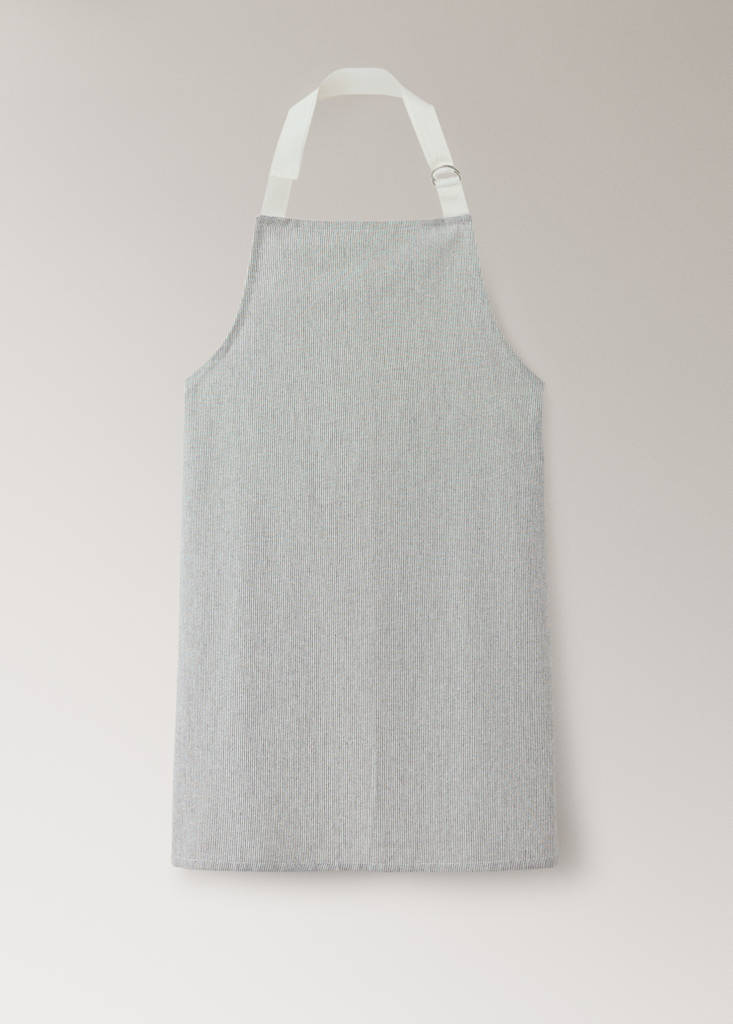 Printed striped cotton apron — Grey