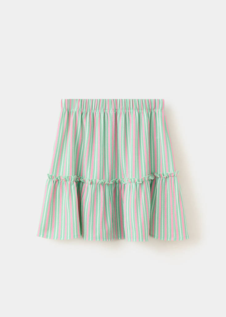 Striped flounce skirt — Pink