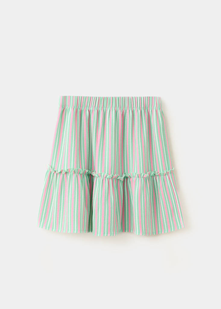 Striped flounce skirt — Pink