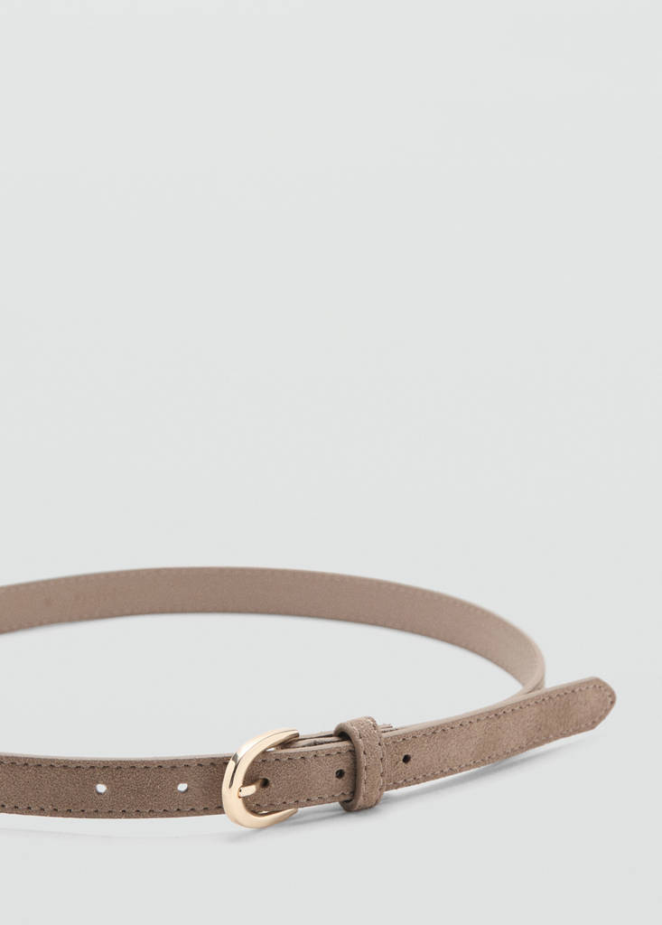 Suede leather belt — Medium Brown