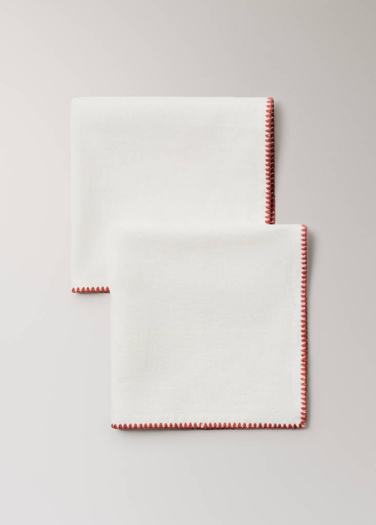 Linen cotton contrast napkins — Off White
