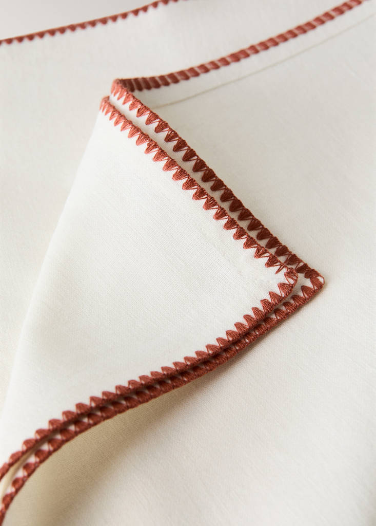 Linen cotton contrast napkins — Off White