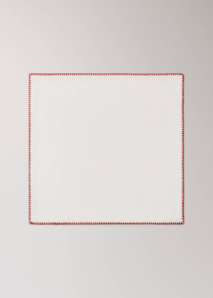 Linen cotton contrast napkins — Off White