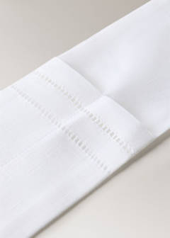 Linen cutlery holders with drawn threadwork detail — White 2