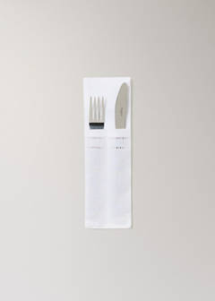Linen cutlery holders with drawn threadwork detail — White 3