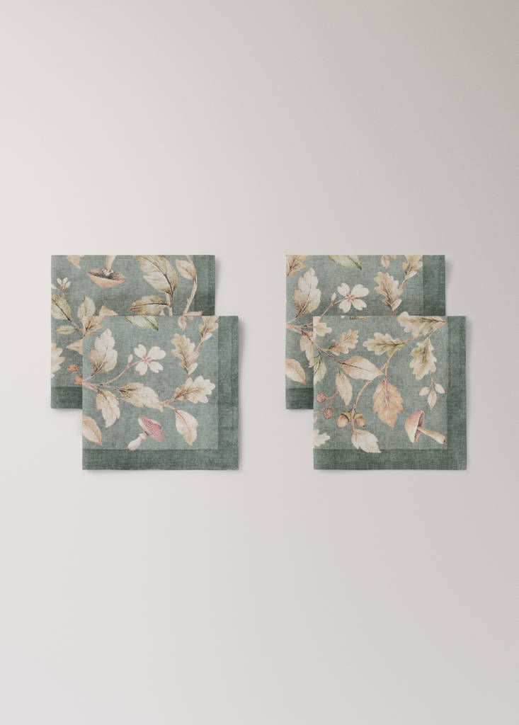 Pack of 4 floral napkins — Pastel Green