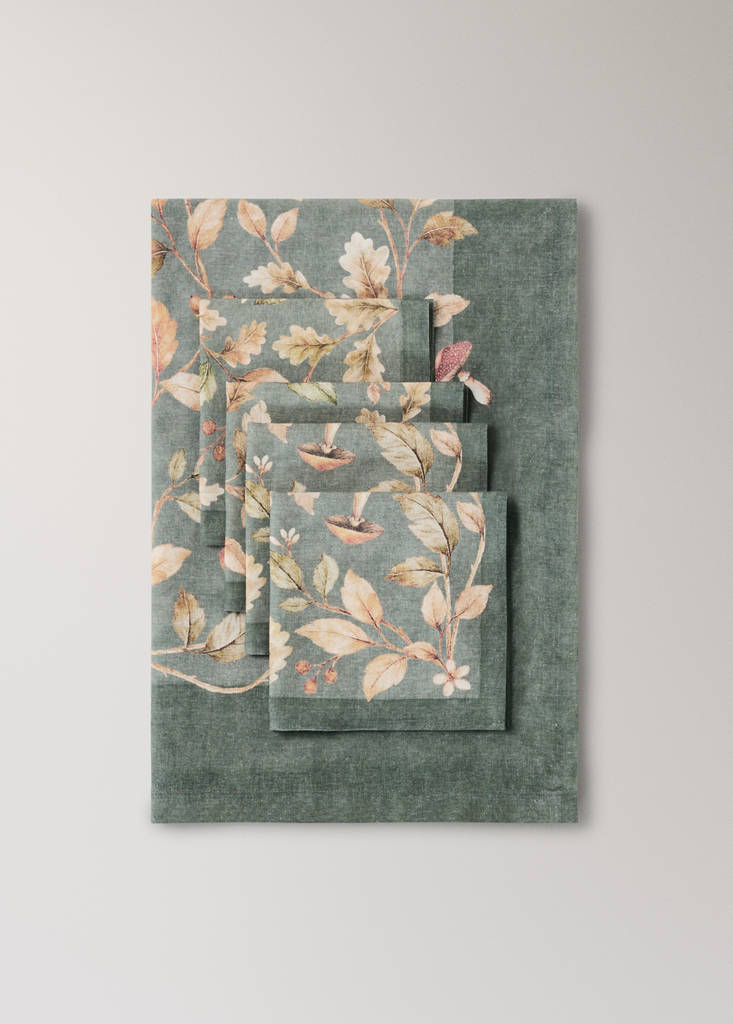 Pack of 4 floral napkins — Pastel Green