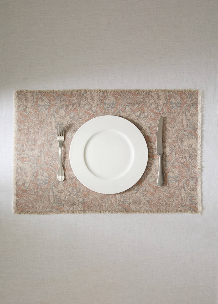 Ornamental print linen-cotton placemat — Pink