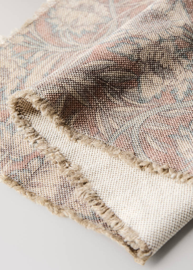 Ornamental print linen-cotton placemat — Pink