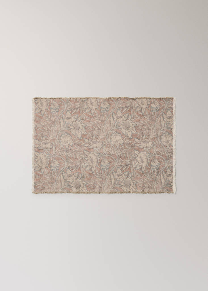 Ornamental print linen-cotton placemat — Pink