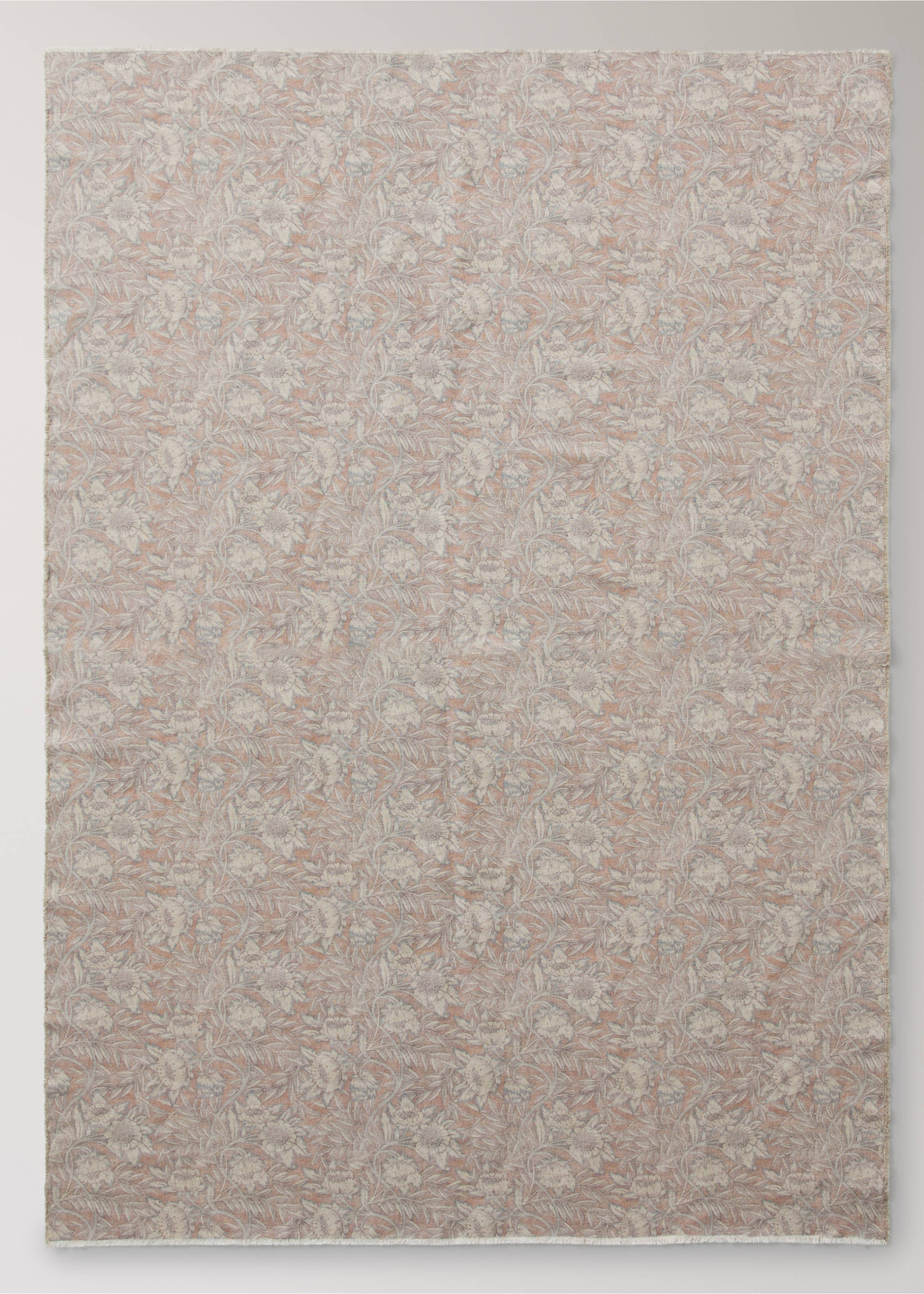 Printed cotton linen blanket - Details of the article 2, Pink. Ref: 37051482-00.