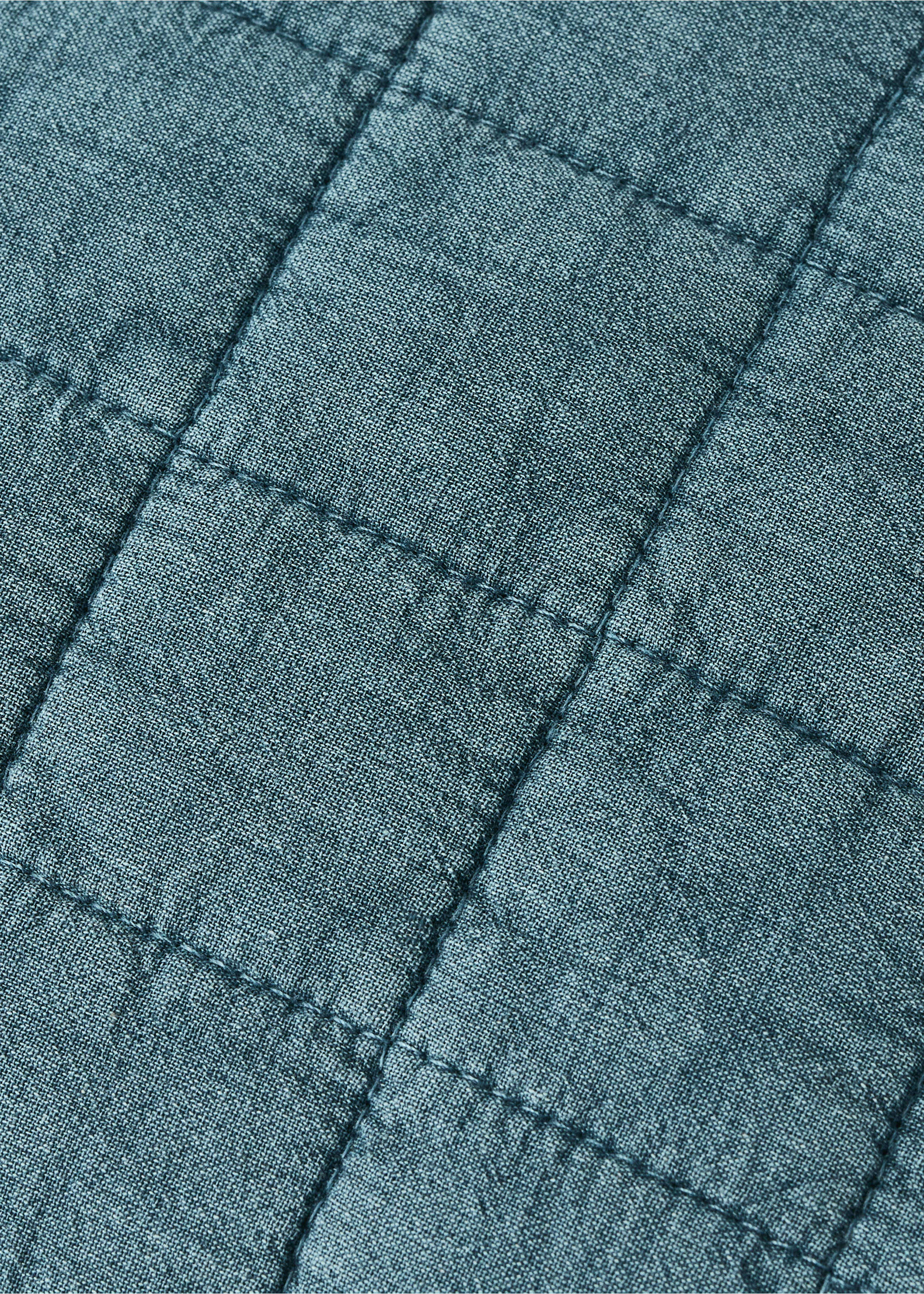 Children's cotton cushion cover with stitched check design - Details of the article 3, Prussian Blue. Ref: 37051485-00.