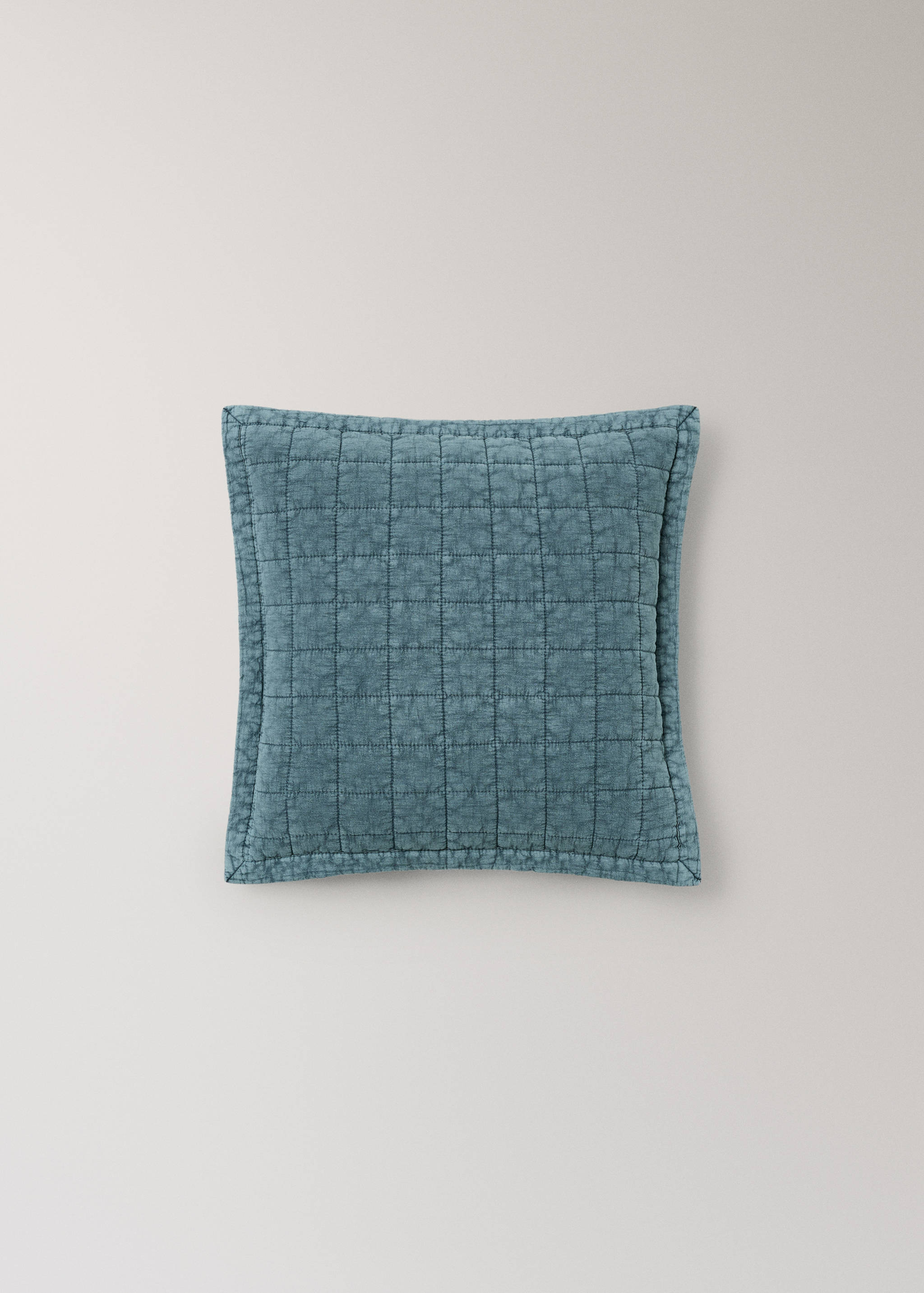 Children's cotton cushion cover with stitched check design - Article without model