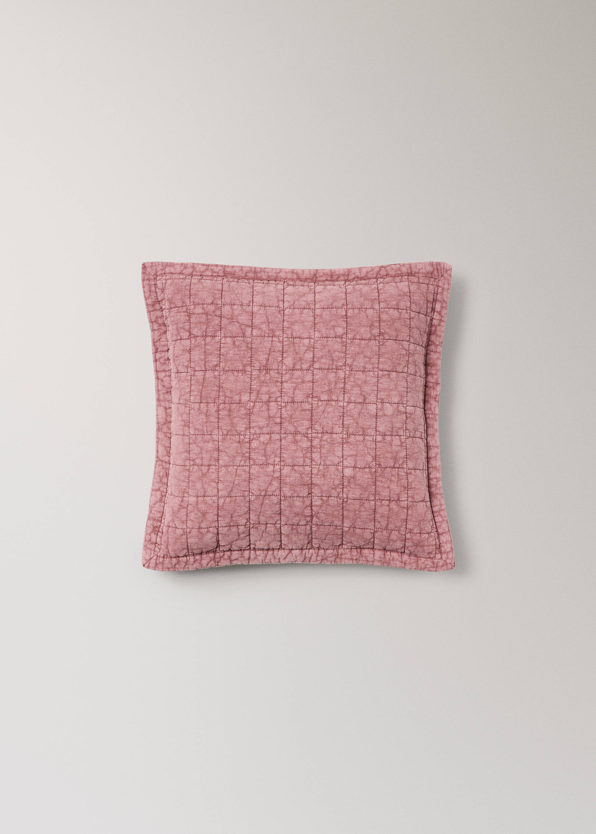 Children's cotton cushion cover with stitched check design - Article without model