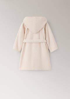 Striped bicolour dressing gown with bias binding and hood — Nude 2